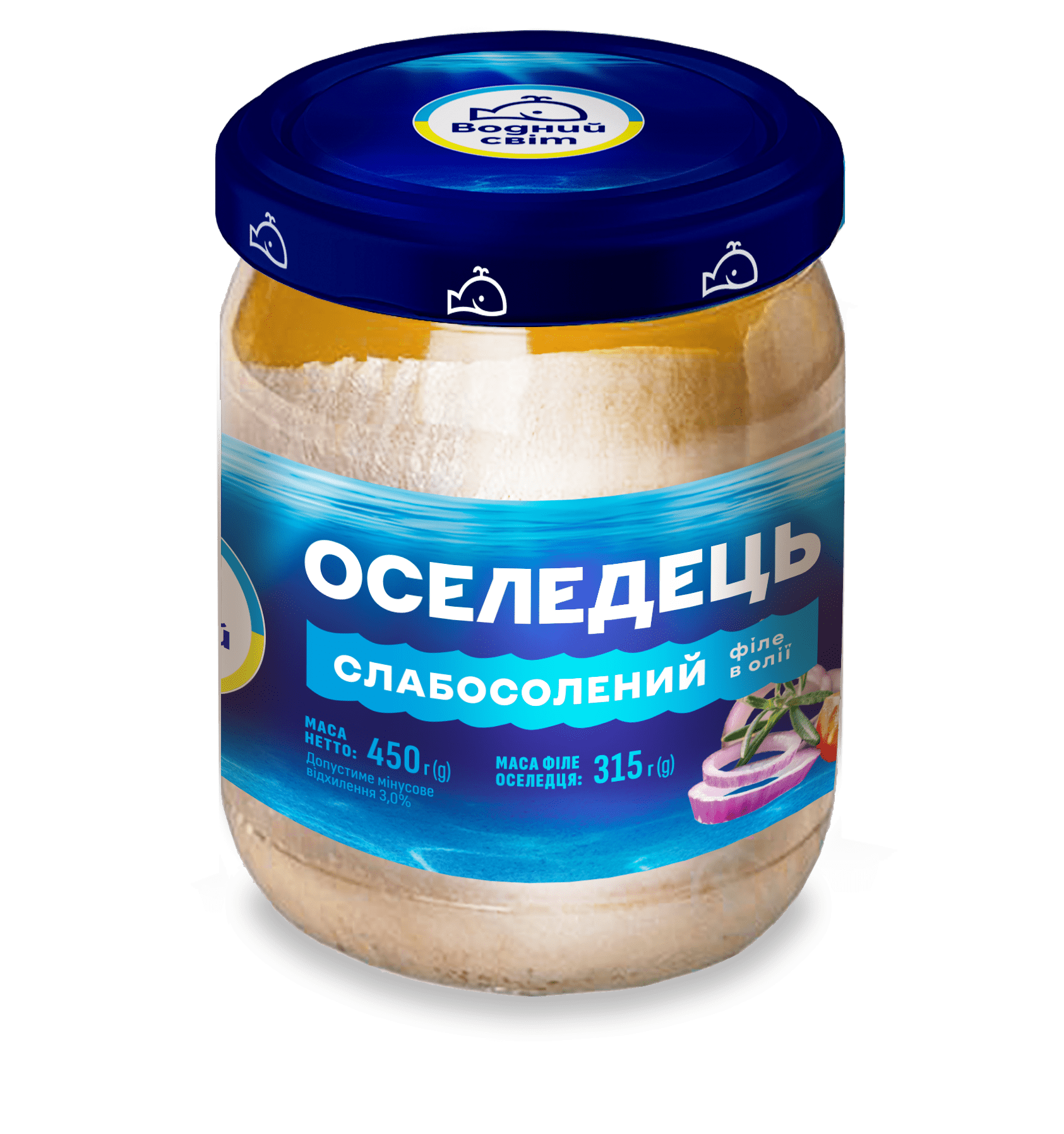 Оселедець слабосолоний в олії філе 450 г