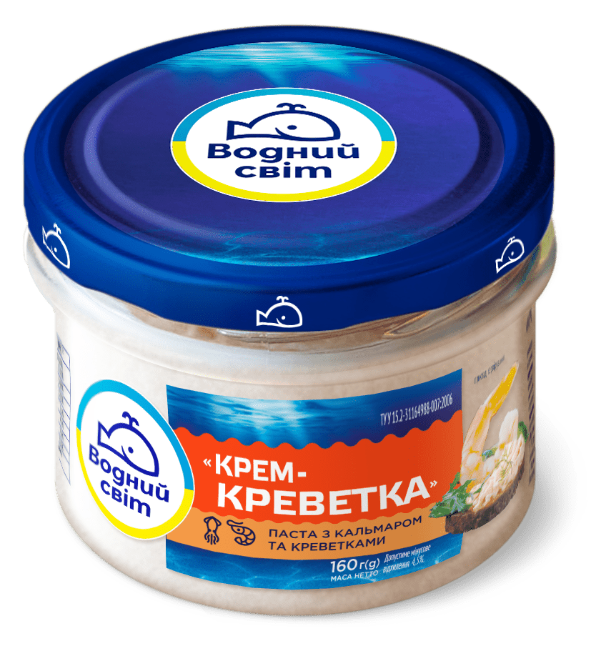 «Крем-креветка». Паста з кальмаром та креветками пастеризована, 160 г